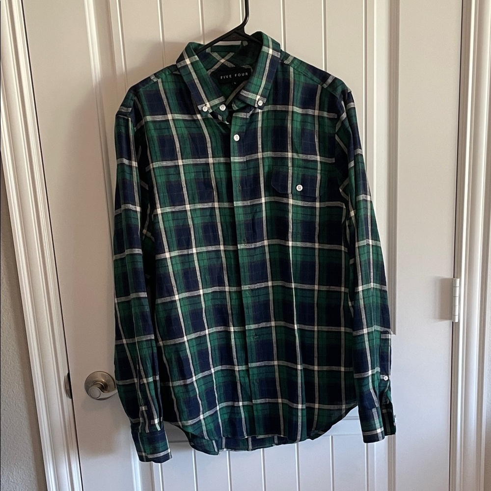 Five Four Green and Blue Plaid Button-Down Shirt